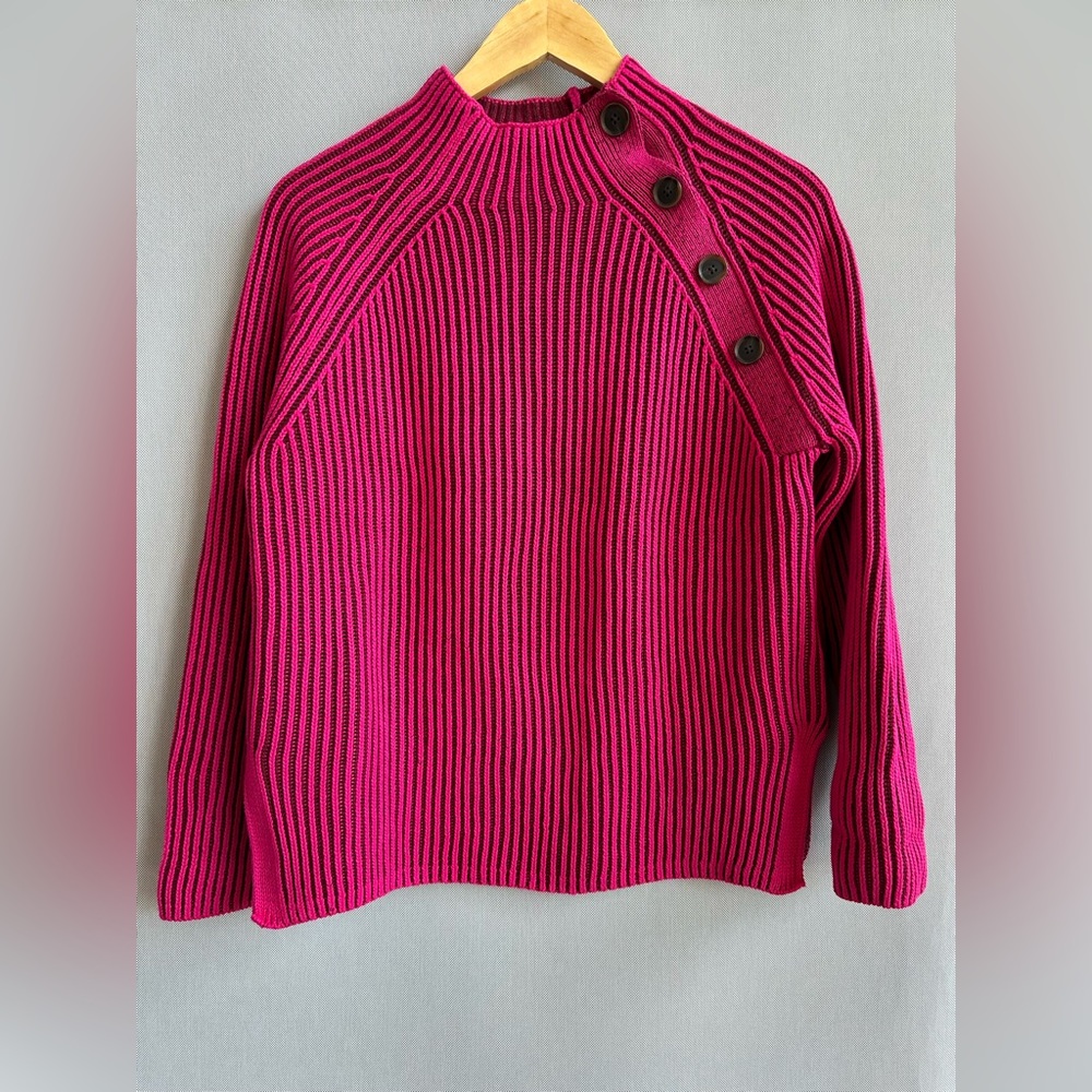 GAP Pink Cowl Neck Sweater with Ribbed Knit